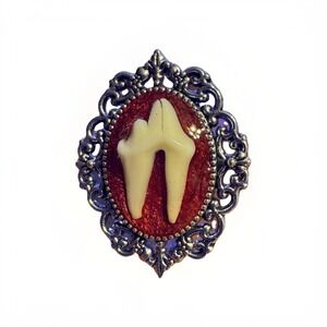 Handmade OOAK Taxidermy Raccoon Tooth Ring Bone Gothic Jewelry Oddities Macabre